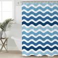 thumbnail image 5 of Blue Gradient Shower Curtain, 36" x 72", Water Ripple Striped Modern Waterproof Bathroom Curtain Washable Shower Curtain Set with 12 Hooks, 5 of 6