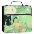 thumbnail image 2 of Haosy 3 Ring Zipper Binder with Shoulder Strap Waterproof Trapper Keeper 2 Inch D-Ring 500 Sheets Capacity, Adorable Green Pumpkin Cat, 2 of 8