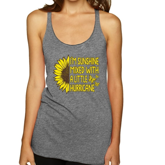 Wild Bobby, I'm Sunshine Mixed With A Little Hurricane , Inspirational/Christian, Women Tri-Blend Racerback Tank Top, Premium Heather, Large