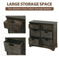 thumbnail image 4 of Solid Wood Storage Cabinet with Two Drawers and Four Classic Rattan Basket for Kitchen/Dining Room/Entryway/Living Room (Light Gray), 4 of 6