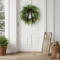 thumbnail image 6 of Deeceymbur Christmas Pine Cones Velvet Bow Cedar Branch Wreath for Front Door Wall Holiday Decor, 6 of 9