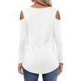 thumbnail image 4 of MEICHEN Spring and Summer Women's Clothing Color Cotton Fashion Solid Color Strapless Long Sleeved T Shirt, 4 of 6