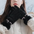 thumbnail image 1 of Woman Riding Windproofed Gloves Thick Soft Fleece Cuff Anti-slip Water Resistant Design for Cold Weather Outdoor Skiing and Cycling, 1 of 4