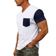 thumbnail image 4 of Fabrcox S-4XL Men Short Sleeve Shirt Big and Tall Mens V Neck T Shirts Color Block Outdoor Running Summer Shirt Men with Pocket, 4 of 8