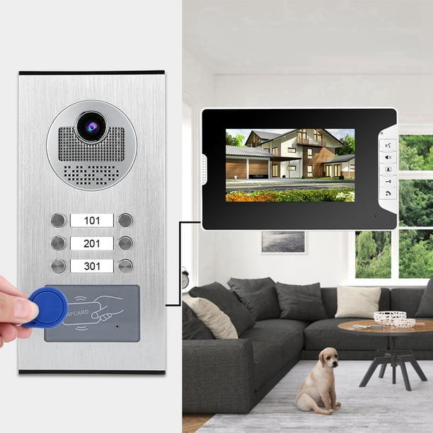 Timbre De Puerta Con Videoportero De 7 Pulgadas, De Portero Inteligente Con 3 Monitores, Timbre De Visión Nocturna RFID