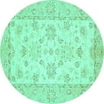 thumbnail image 1 of Ahgly Company Indoor Round Oriental Turquoise Blue Traditional Area Rugs, 8' Round, 1 of 4