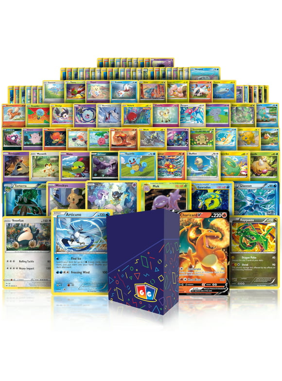 Ultra Rare Starter Bundle | 100+ Authentic Cards | 1x Ultra Rare Guaranteed | Legendary, VSTAR, VMAX, V, GX, or EX | Plus Bonus 10x Holos or Rares | GG Deck Box Compatible with Pokemon Cards
