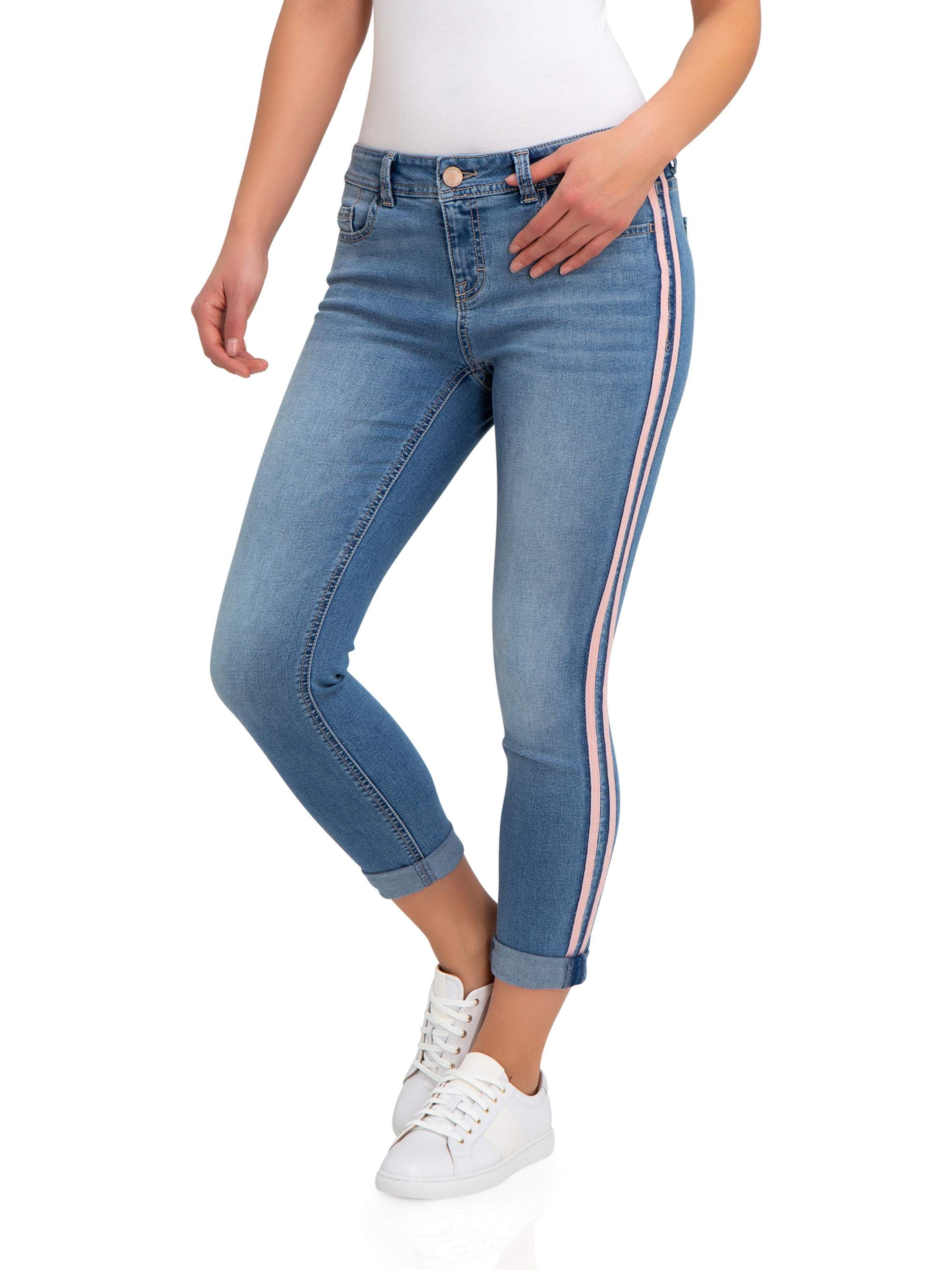 Jordache - Women's Super Soft Mid Rise Skinny Jeans with Side Tape ...