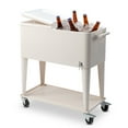 thumbnail image 2 of 80QT Insulated Cooler Cart, Rectangular Plastic Refrigeration with Opener and Cap Catcher, 2 Side Handles, Cooling 48 Hours, for Outdoor, Milk White, 2 of 9