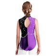 thumbnail image 6 of iiniim Kids Girls Shiny Rhinestone Gymnastics Leotard Figure Skating Bodysuit Performance Costume Purple 10, 6 of 7