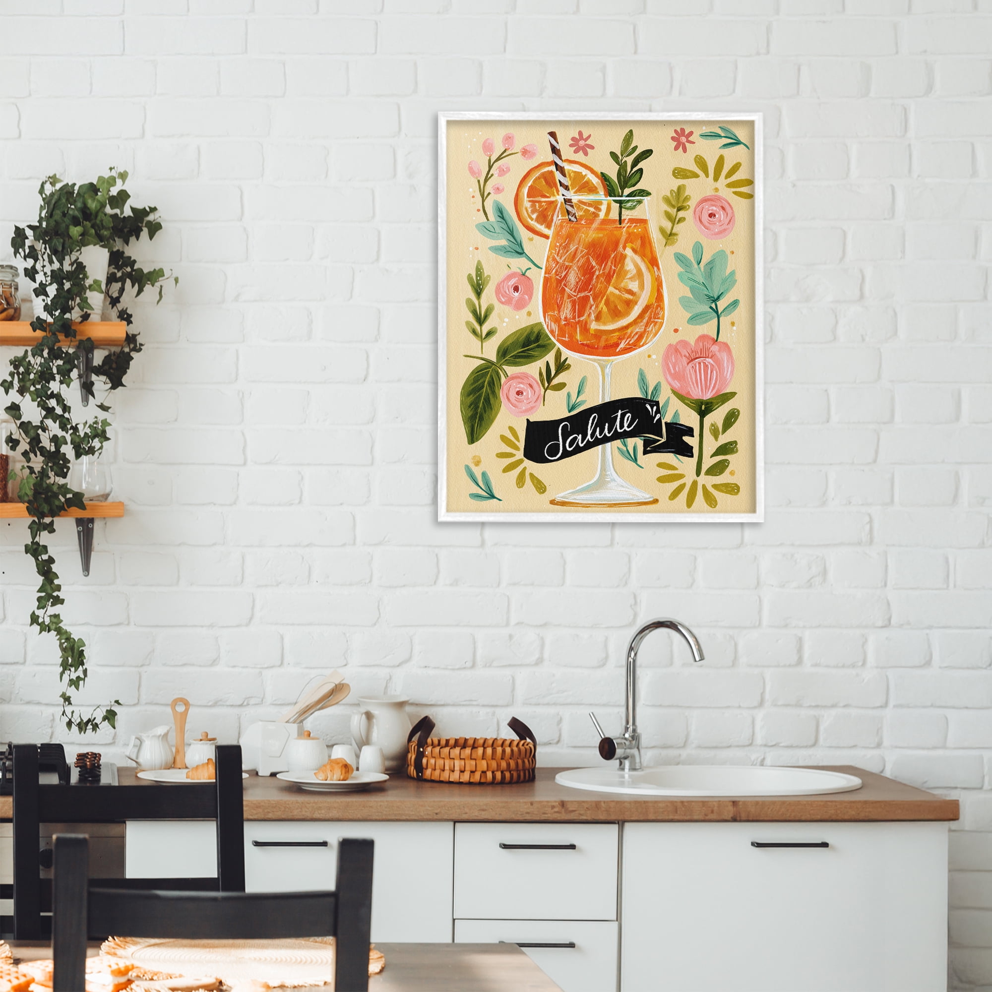 Stupell Industries Salute Citrus Cocktail White Framed Giclee Art, design by Yen