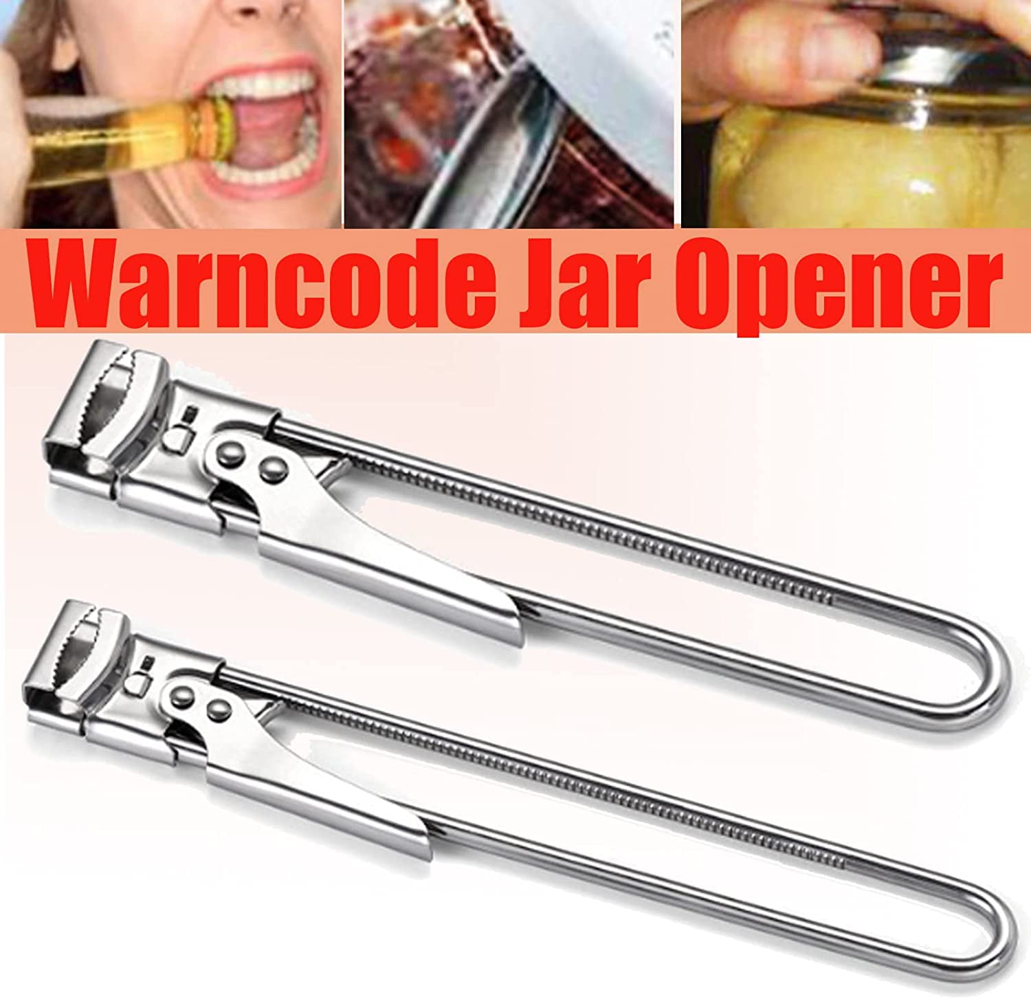 Warncode Jar Opener, Fullofcarts Jar Opener, Adjustable Multifunctional Stainless Steel Can Opener Jar Lid Gripper Kitchen (2pcs)
