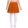 thumbnail image 2 of Doomiva Kids Girls Sparkly Sequin Skirt Elastic Waist Ruffle A-Line Velvet Glitter Christmas Party Skirt Dancewear Orange 6, 2 of 5