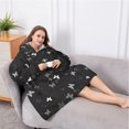thumbnail image 5 of Oversized Wearable Blanket Hoodie,Black Gray Butterfly Pattern Sherpa Blanket Hoodie with Super Pockets,Super Warm Fuzzy Pullover for Women & Men, 5 of 6