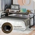 thumbnail image 3 of Happydeer Bed Tray, Mobile Bed Desk with Baffle, Cup Holder, 120cm/47.24"L Over Bed Table, Overbed Table with 360 Degree Wheels, Length Height Adjustable Work Table, 3 of 7