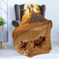thumbnail image 4 of Sea Animals Soft Flannel Fleece Throw Blanket, Dolphins at Sunset Water Splashes Aquatic Playful Animal Dusk Print, Cozy Plush for Indoor and Outdoor Use, 50" x 70", Multicolor, by Ambesonne, 4 of 5