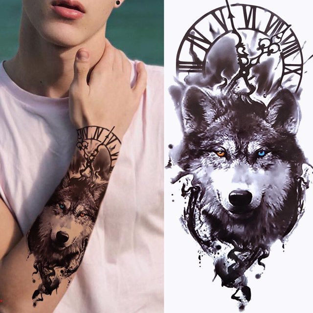 Tatuaje Temporal Impermeable Hombres Mujeres Falso Pegatina Lobo León Tigre