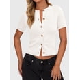 thumbnail image 4 of Suéter PRETTYGARDEN 2025 Mujer Crop Cardigan Blanco con Botones S, 4 of 6