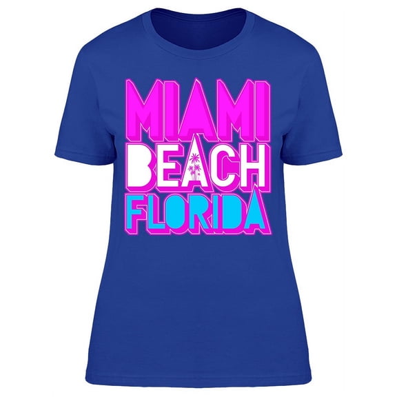 Miami Beach Florida Text T-Shirt Women -Image by Shutterstock, Female 3X-Large