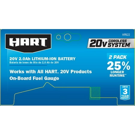 HART 2-Pack 20-Volt 2.0Ah Lithium-Ion Batteries (Charger Not Included)