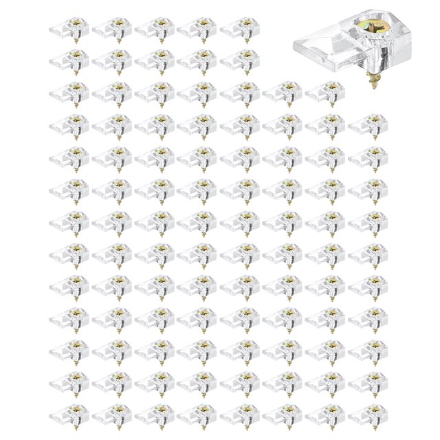 Unique Bargains 98 Set Mirror Holder Clips 4.8mm Circular Glass Clip Glass Cabinet Clips, Clear Plastic