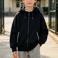 thumbnail image 2 of NAISIBABY Boys Long Sleeve Hoodies– Dual-Zipper Casual Pullover Winter Hooded Zip-Up Sweatshirt Black Size 160, 2 of 2