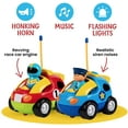 Prextex 2 Pack Cartoon Remote Control Cars Police Car and Race Car