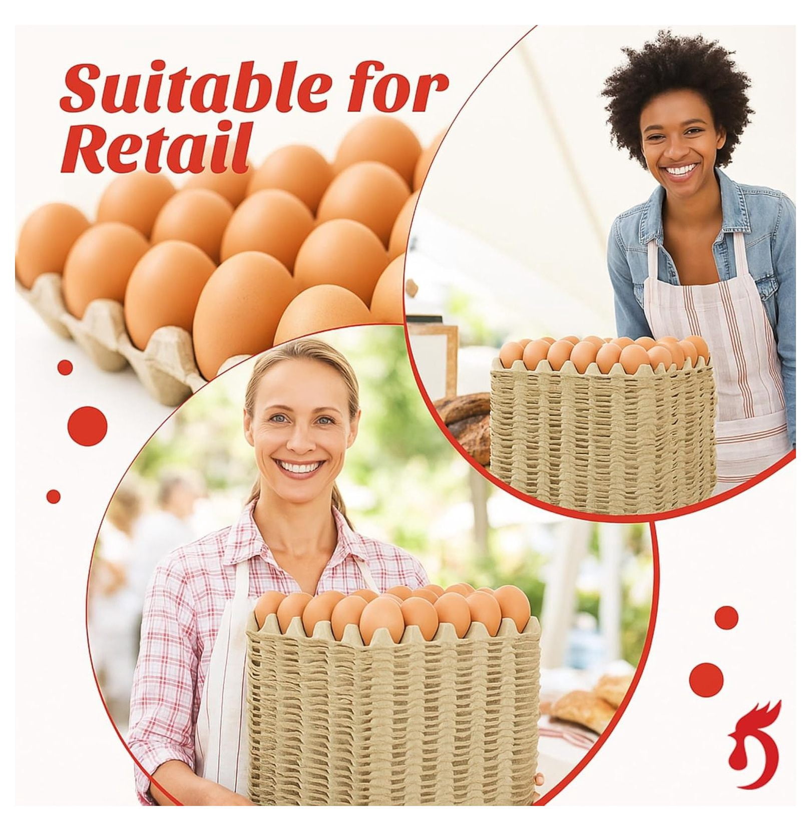Egg Cartons 130 Pack - 30 Cell Pulp Fiber Flats, Stackable Cardboard Egg Crates for Chicken Eggs, Farm Fresh Storage & Transport