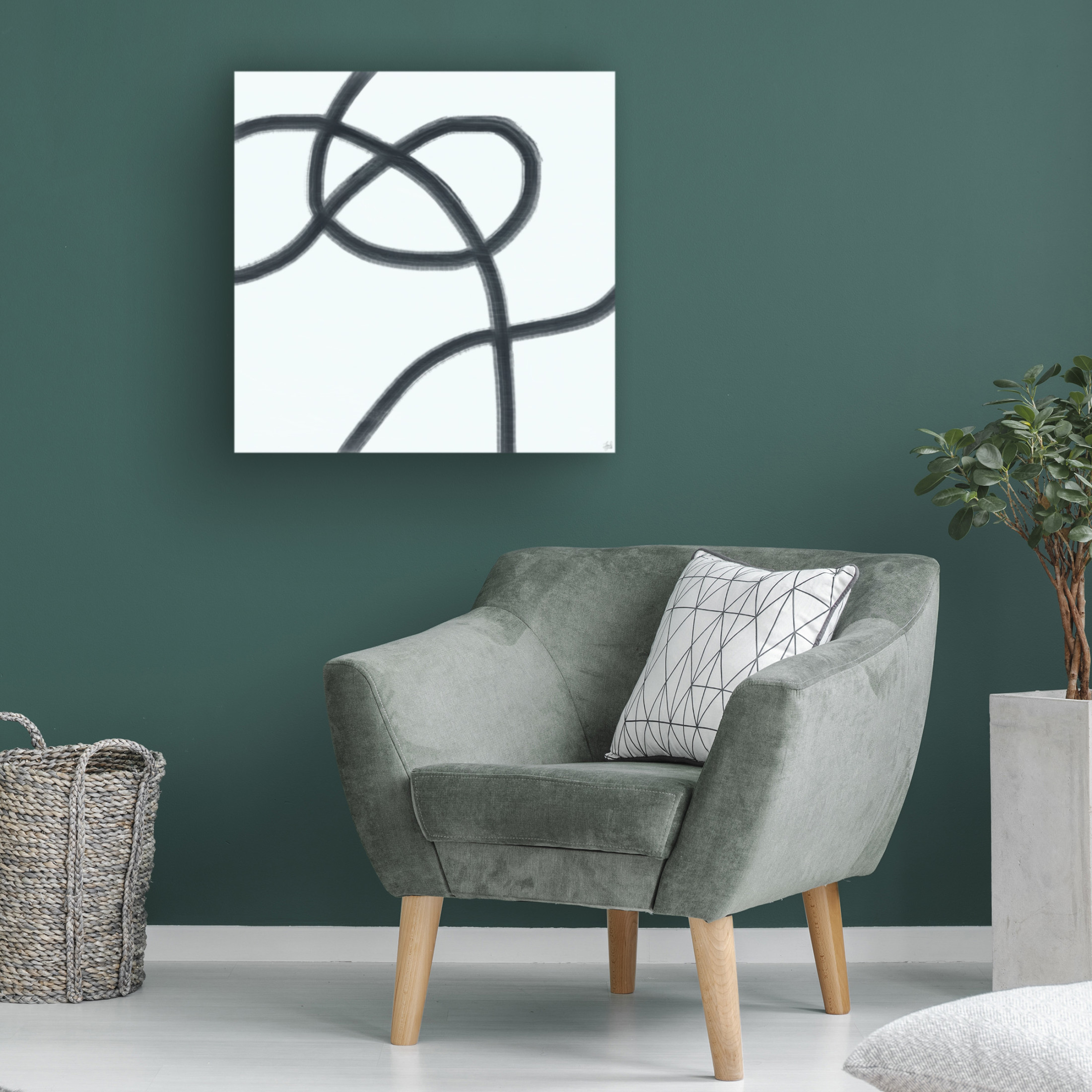 Canvas Wall Art - Line and Brush 'Single Wanderings 2' Wall Art for Living Room, Bedroom, or Office Décor by Trademark Fine Art - 35 x 35 Inches