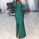 thumbnail image 2 of Vestido de cóctel Prolriy, vestido de fiesta para mujer, con lentejuelas, manga larga, cuello en V, largo, ajustado, con abertura, para invitada de boda, 2024, verde, XL, 2 of 6