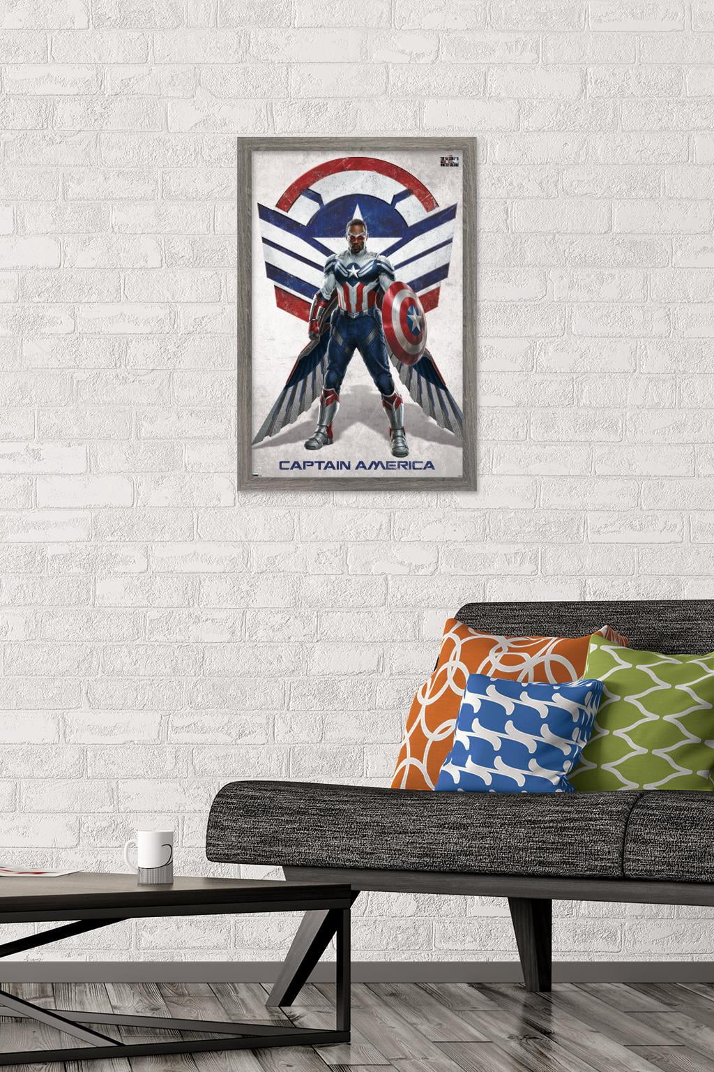 Marvel Falcon and Winter Soldier - Falcon Portrait Wall Poster, 14.725" x 22.375", Framed