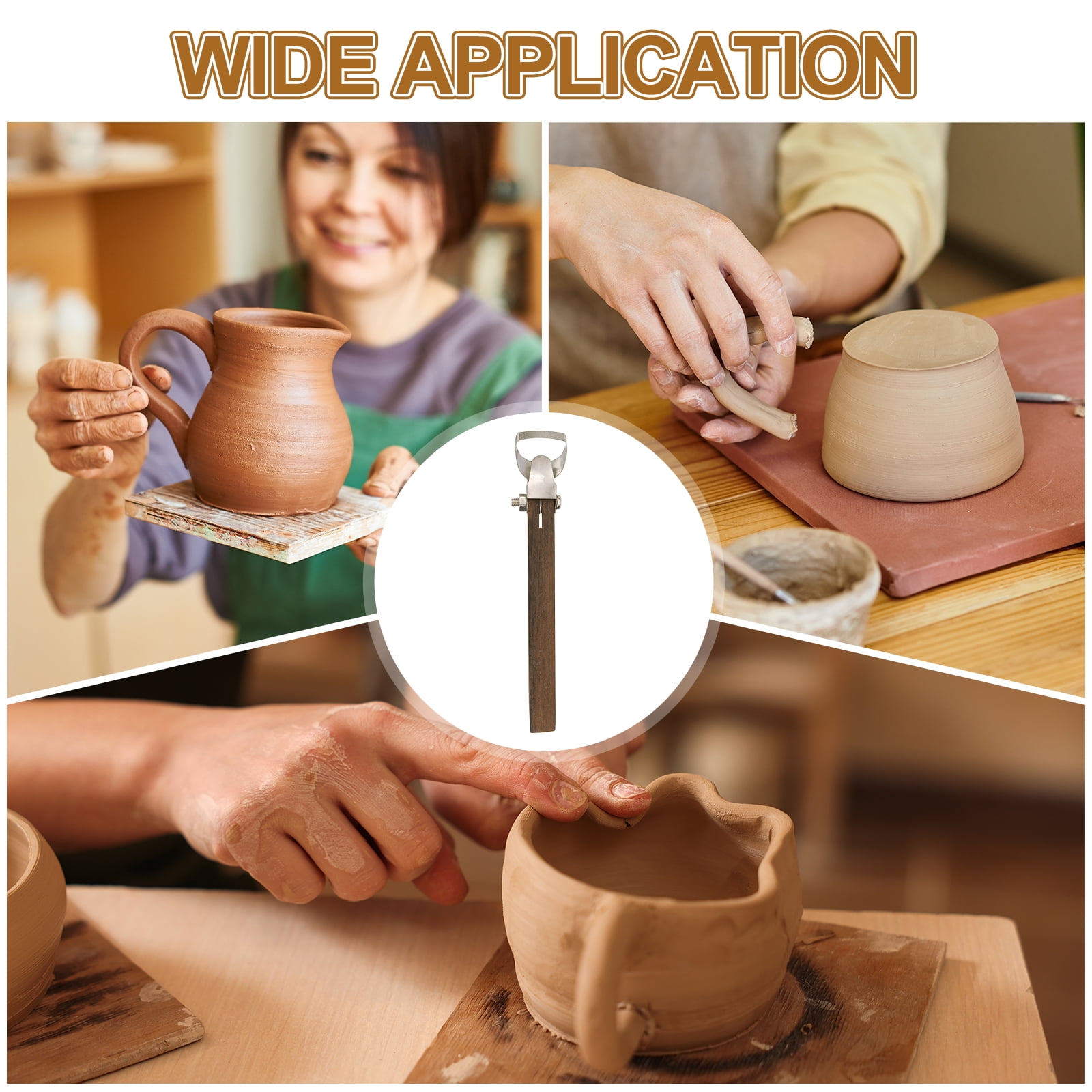 Uxcell 2 Pack Pottery Handle Making Tool, Pottery Cup Handle Shape Sculpture Scraper Clay Carving Trimming Clay Extruder Tool for Cup Making Ceramic Craft (Semi-circular&Arc Shape)