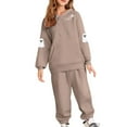thumbnail image 2 of Tdoqot Girls Halloween Outfits Set- Cute Fashion Loose Long Sleeve Kids Clothes Sweatpants and Sweatshirt Khaki Size 8 Years, 2 of 5