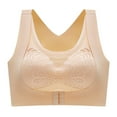 Knosfe Plus Size Bra Solid Color Criss Cross Bra Wireless Front Closure