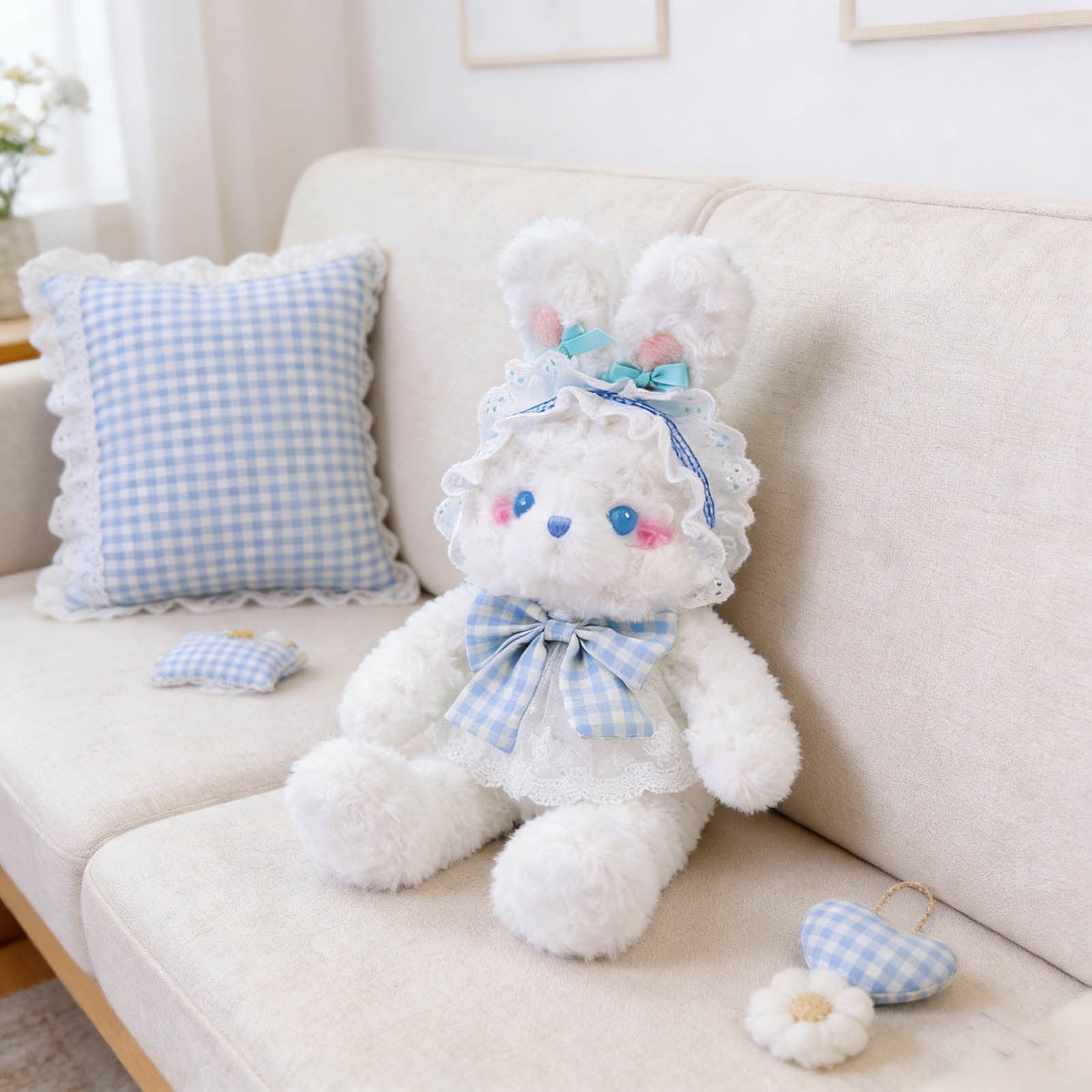 Easter Bunny Plush Toy, Cute Floppy Rabbit Stuffed Animal Doll, Soft Huggable Bunny for Bedtime Snuggles, Spring Festival Decor, Birthday Gift for K-ids, Easter Basket Stuffer