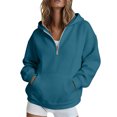 thumbnail image 3 of Wxolcjlv Solid Quarter Zip Hoodies for Women Long Sleeve Pullover Tops, 3 of 6