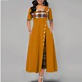 thumbnail image 1 of Même style Été Rue Tempérament Robe à Manches Courtes Col Rond Grande swing Jaune m, 1 of 6