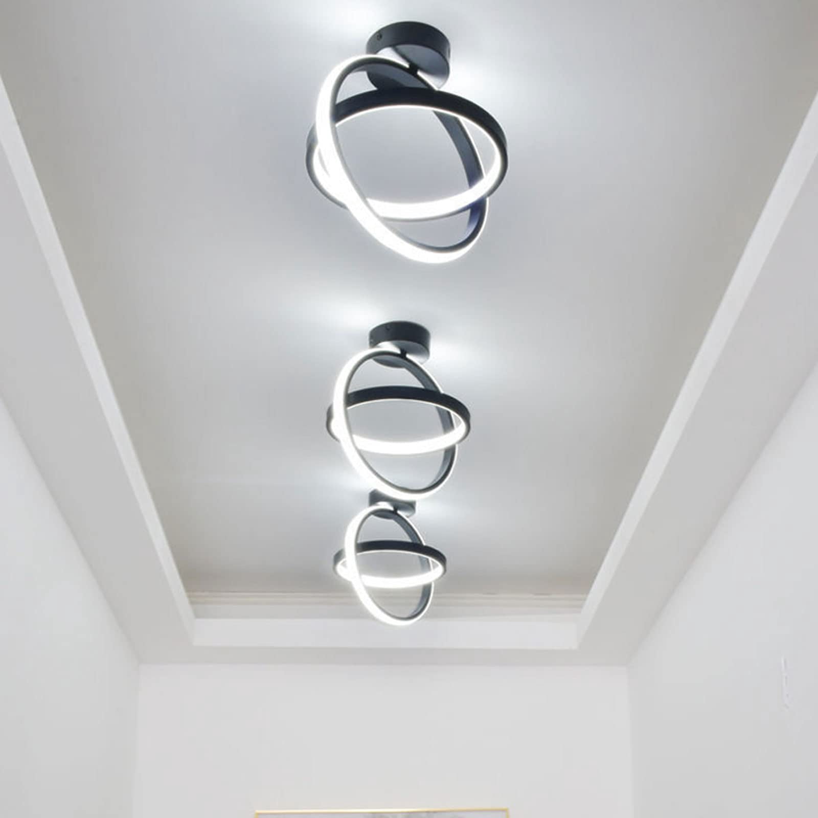 ADISUN LED Ceiling Light Modern Flush Mount Fixture Ceiling Lamp Black Circle(Cool Light)