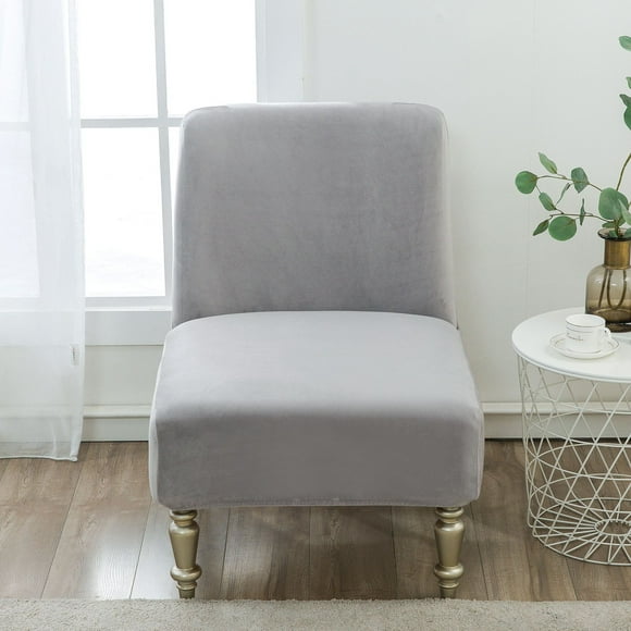 Fatty Farmer Armless Chair Cover,Stretch Removable Non-Slip Chair Cover for Accent Chair Without Arms Furniture Protector for Living Dining Room (Grey)