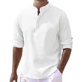 thumbnail image 4 of Camisas Para Hombre Manga Corta Camisa de hombre Manga larga Hebilla abierta Camisa casual a cuadros Top (White, XXL), 4 of 5