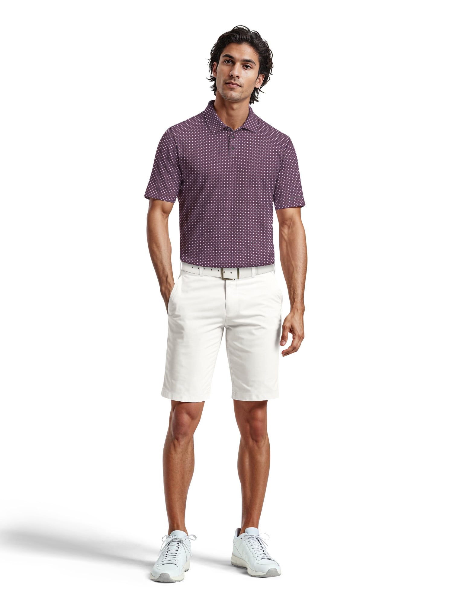 Ben Hogan Men's & Big Men's Performance Allover Geo Print Short Sleeve Golf Polo Shirt, Sizes S-5XL