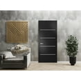 thumbnail image 3 of Modern Solid Interior Door with Handle | Planum 0210 Black Matte | Single Regural Panel Frame Trims | Bathroom Bedroom Sturdy Doors-24" x 96", 3 of 6