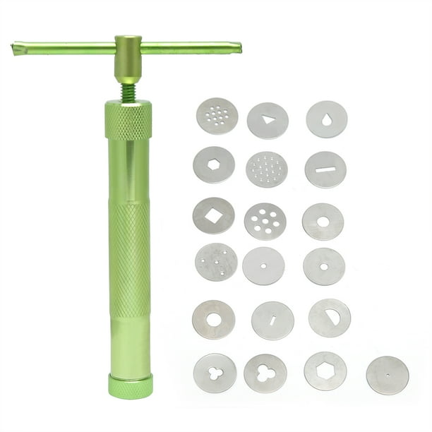 Pistola extrusora de barro giratoria verde de acero inoxidable, herramientas para hacer esculturas de pasteles y fondant, para hacer tú mismo, arcilla polimérica