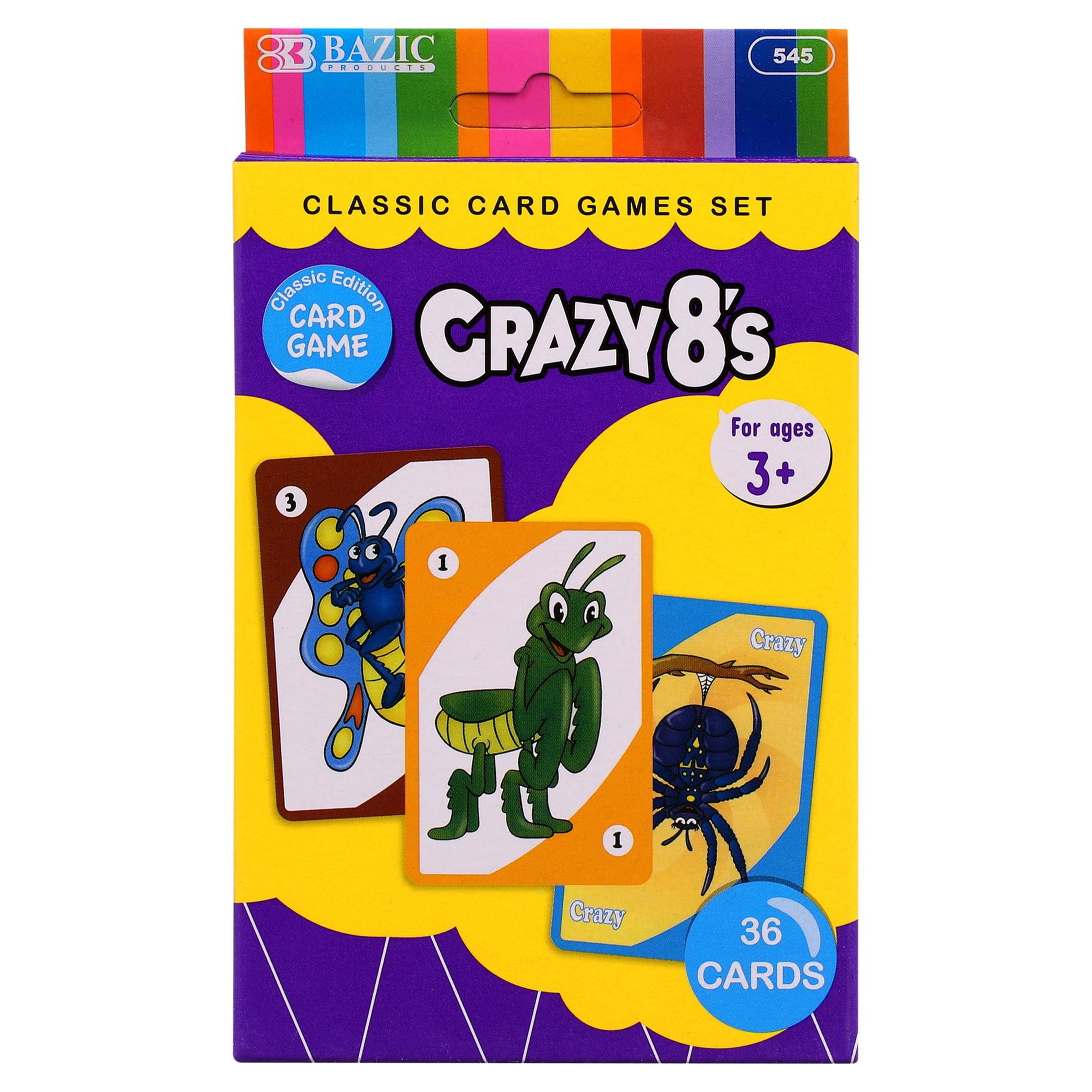 Fun a Ton Crazy 8's Card Game for Kids - The Game of Crazy 80s Kids Game  Toy - Colorful Design - Great for Children Ages 6 & Up. Cards Size 4.7 x