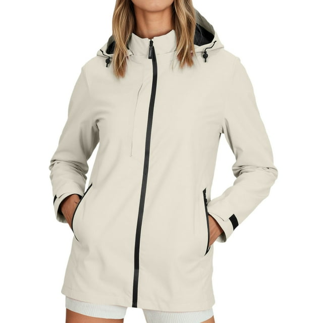 Manteau Coupe-Vent Léger pour Femme à Capuche Imperméable Manteau de Randonnée Extérieur Décontracté Printemps Automne Coupe-Vent pour Voyage Camping