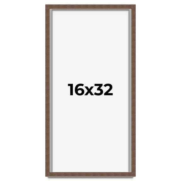 16x32 Shadow Box Frame Brown | 1.125 inches Deep Real Wood Rustic Shadowbox Display Frame | UV