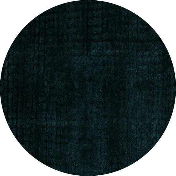 Ahgly Company Machine Washable Indoor Round Abstract Turquoise Blue Modern Area Rugs, 7' Round