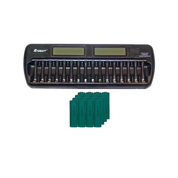 16 Bay AA / AAA LCD Battery Charger   16 AA 2700 mAh NiMH Batteries