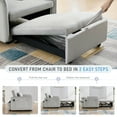 thumbnail image 4 of Dinosisco 3-in-1 Convertible Sleeper Chair Bed, Indoor Lounge Chair with USB/Type-C Charging Ports, Modern Recliner Sofa for Living Room, Gray Velvet, 4 of 8
