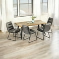 thumbnail image 2 of Homy Casa 63 inch 5-Piece Dining Set, Faux Wood Live Edge Table Faux Leather Upholstered Side Chairs, 2 of 11